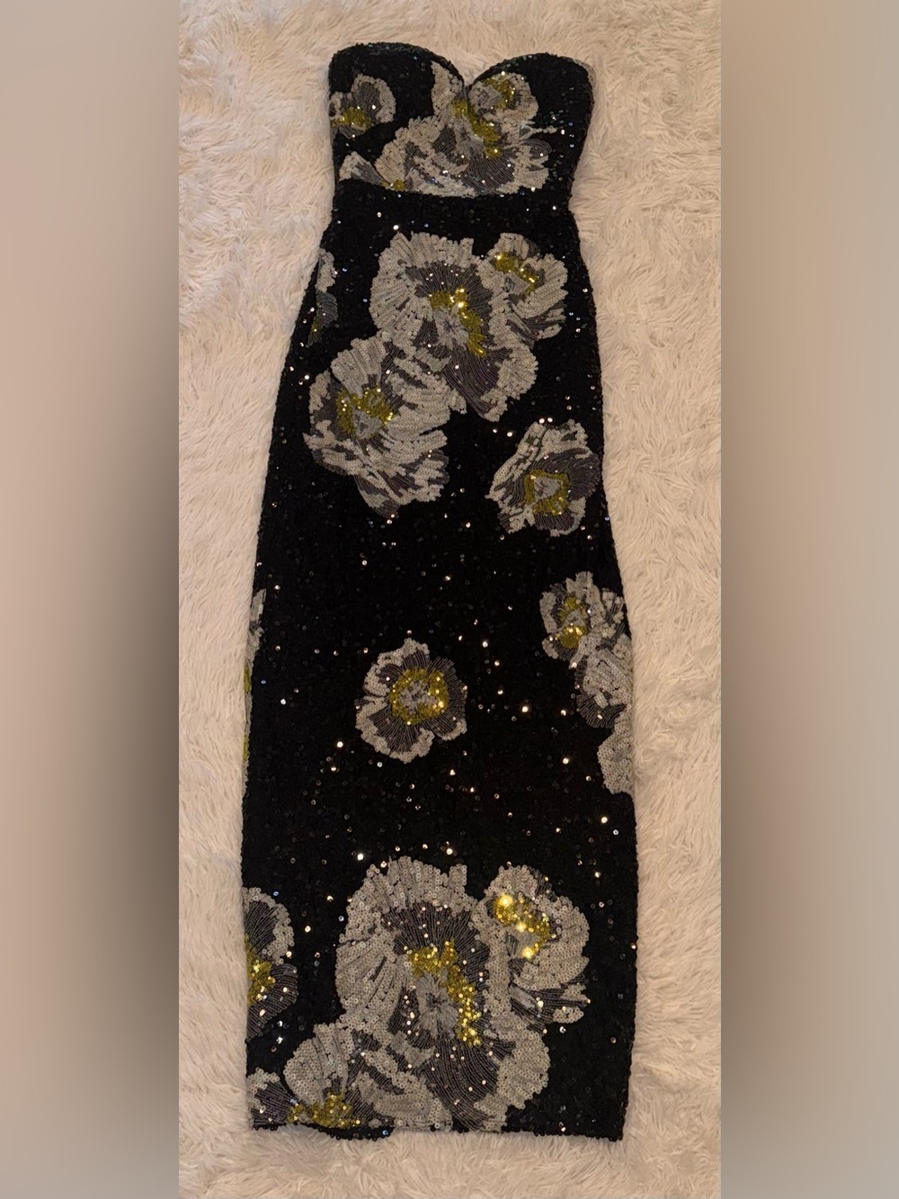 NEW Dress The Population Vada Floral Sequin Strapless Gown Sz S - Picture 5 of 9